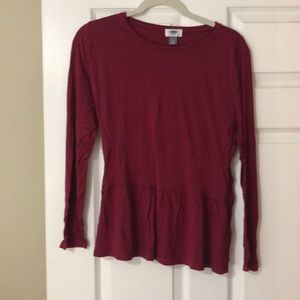 Maroon Peplum Long Sleeve